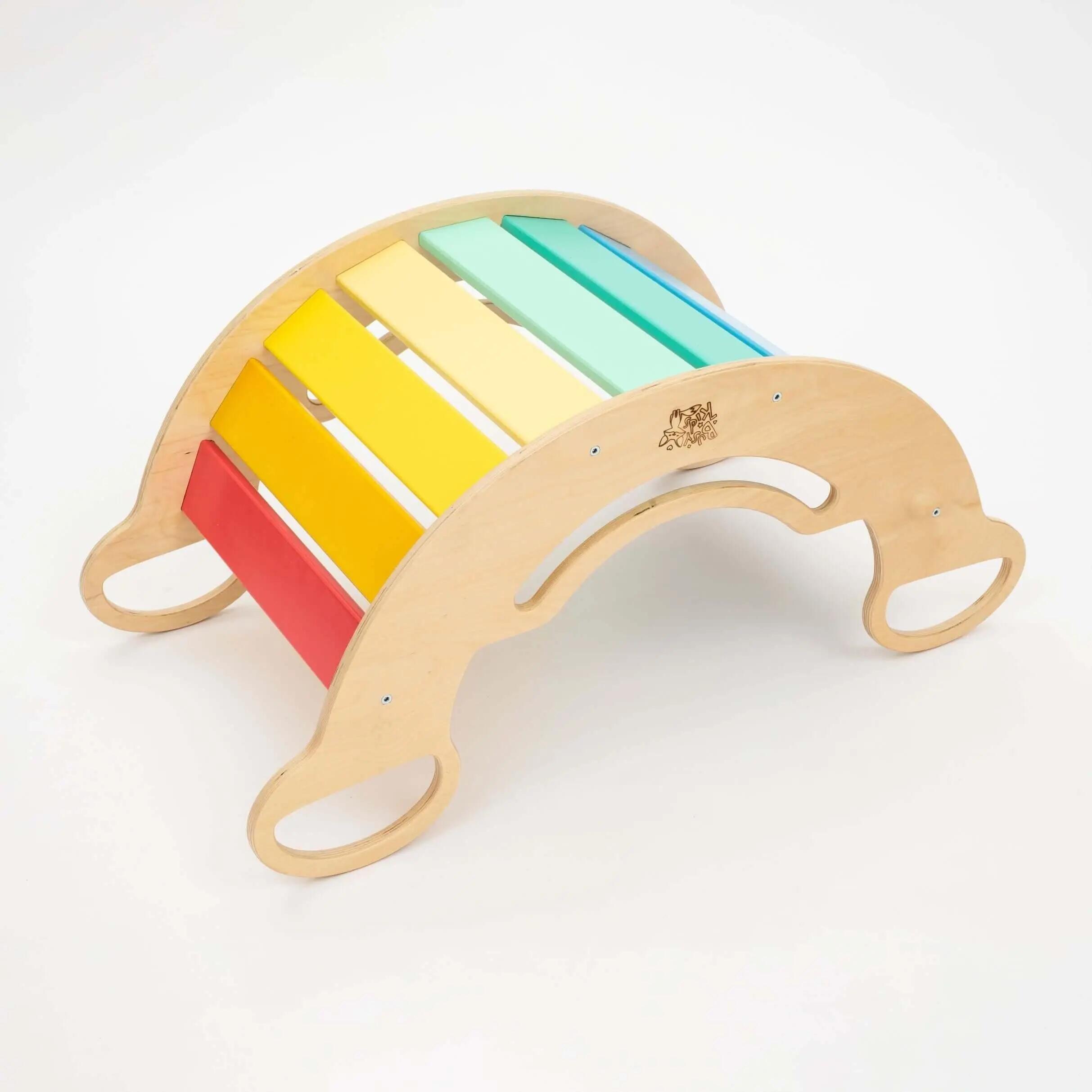 Montessori set s balanční houpačkou v pestrých barvách a polstrovaným polštářem 7/10