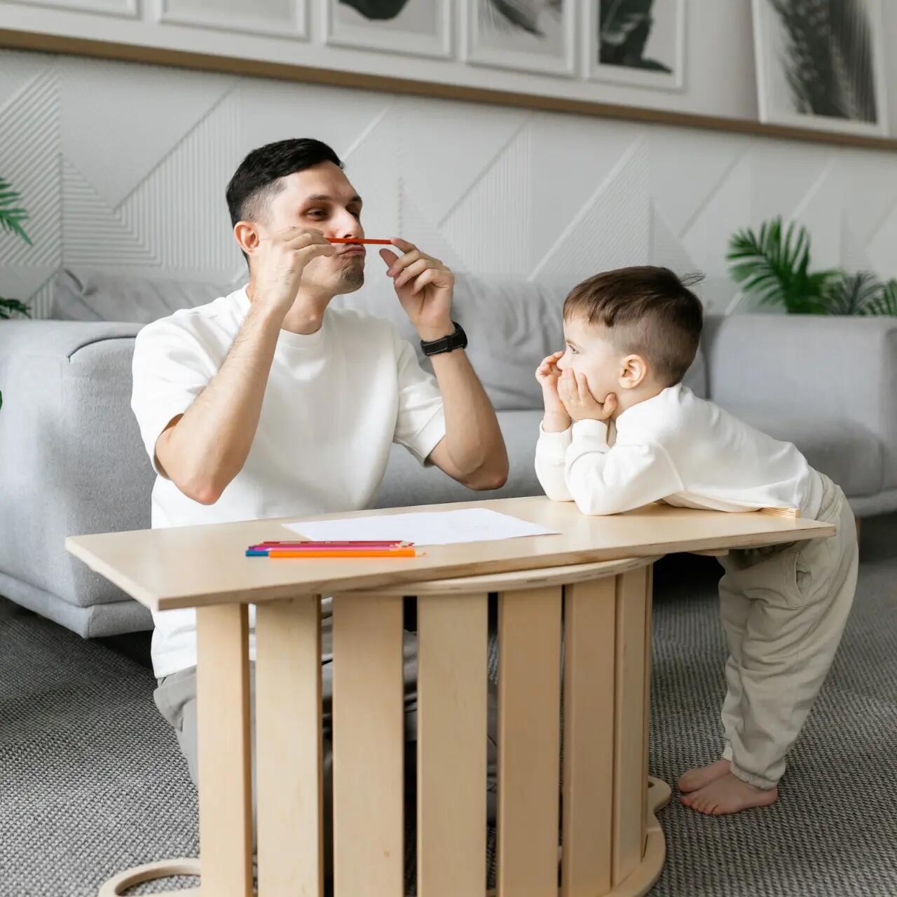 Montessori set s balanční houpačkou v přírodním provedení a oboustrannou deskou 7/10