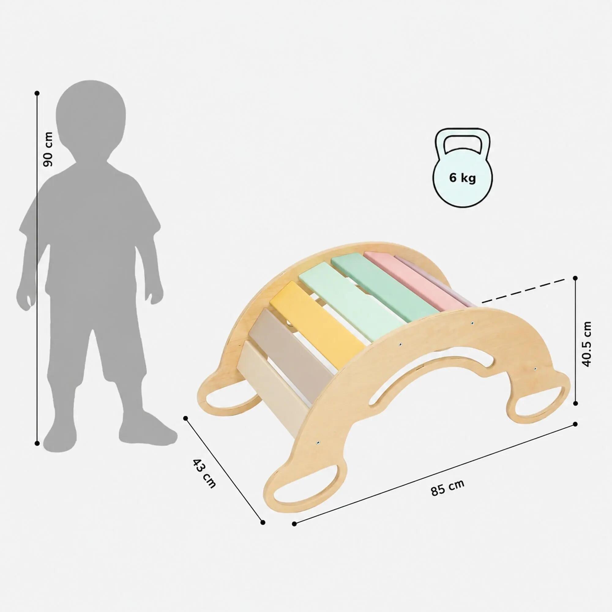 Dřevěná Montessori balanční houpačka – pastelové barvy 9/10
