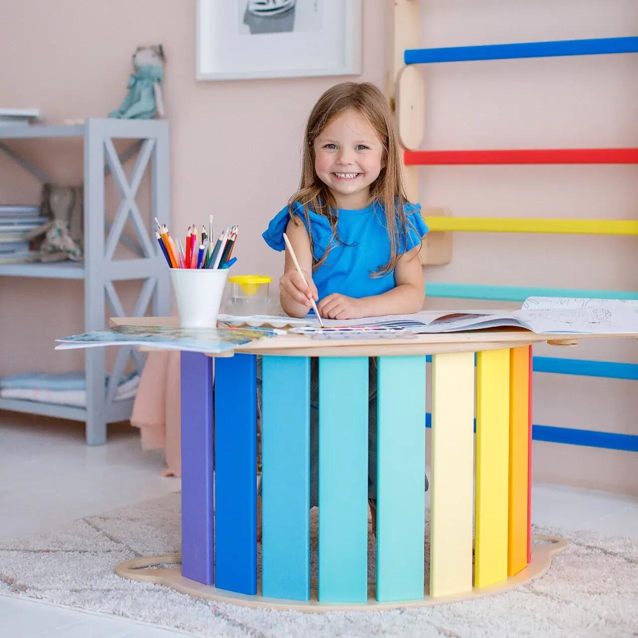 Montessori set: pestrá houpačka, oboustranná deska a polštář 6/10