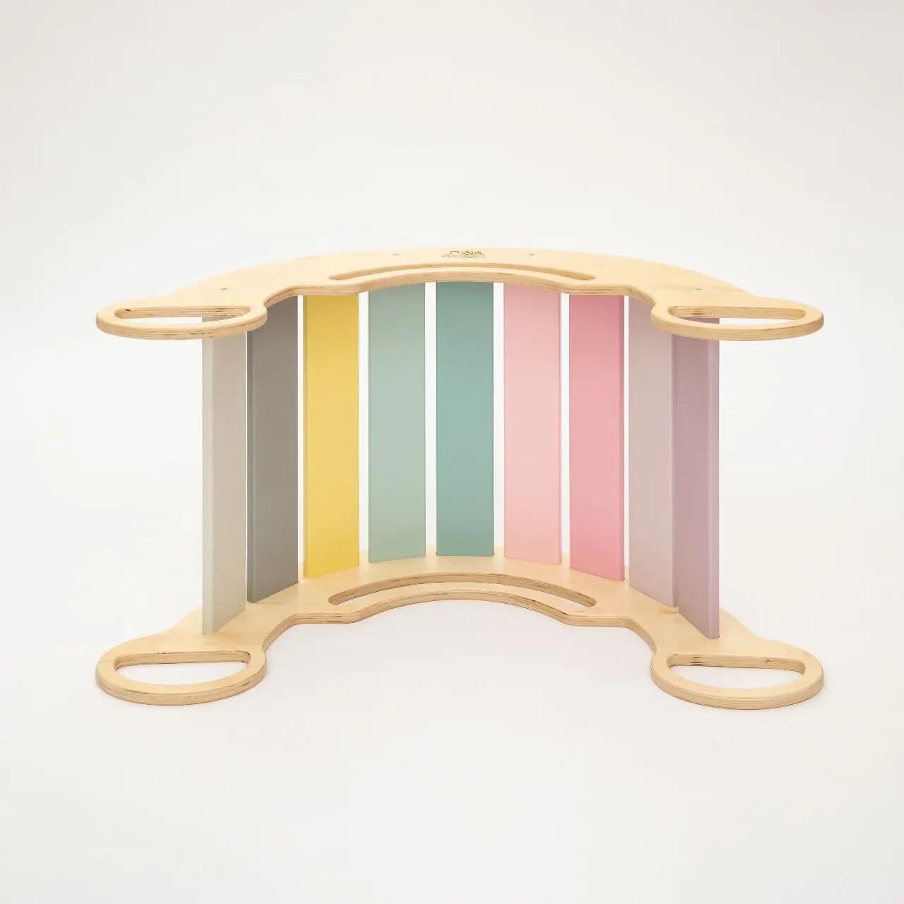 Dřevěná Montessori balanční houpačka – pastelové barvy 2/10