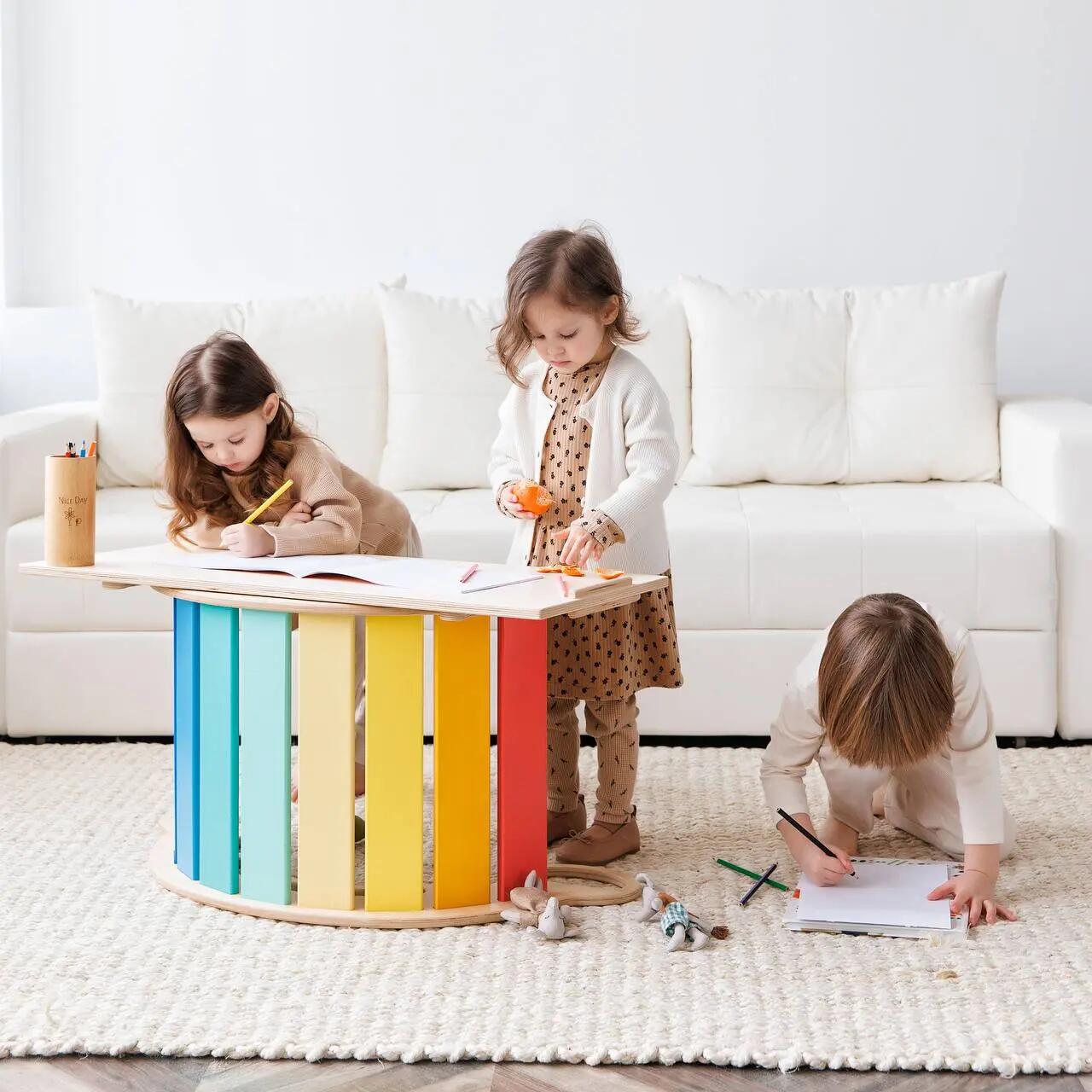 Montessori set: pestrá houpačka, oboustranná deska a polštář 5/10
