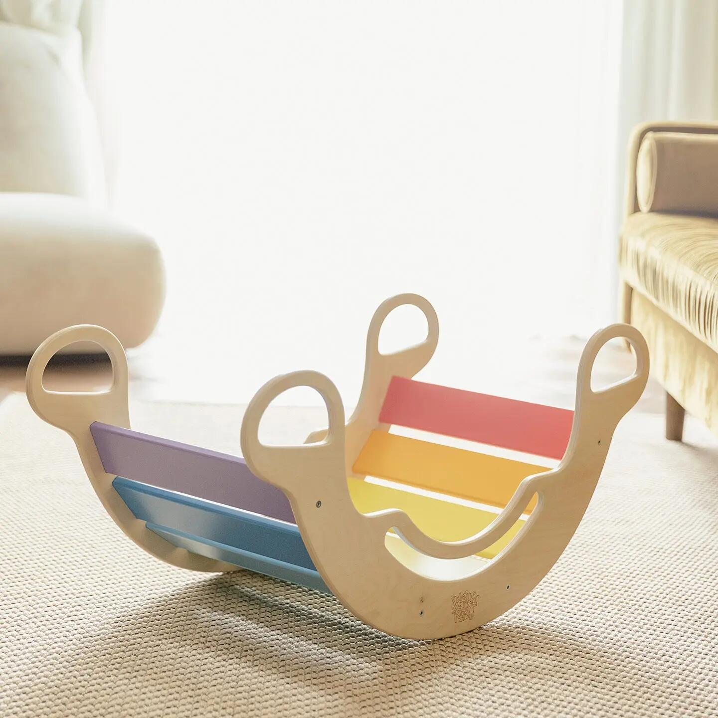 Montessori set: pestrá houpačka, oboustranná deska a polštář 2/10