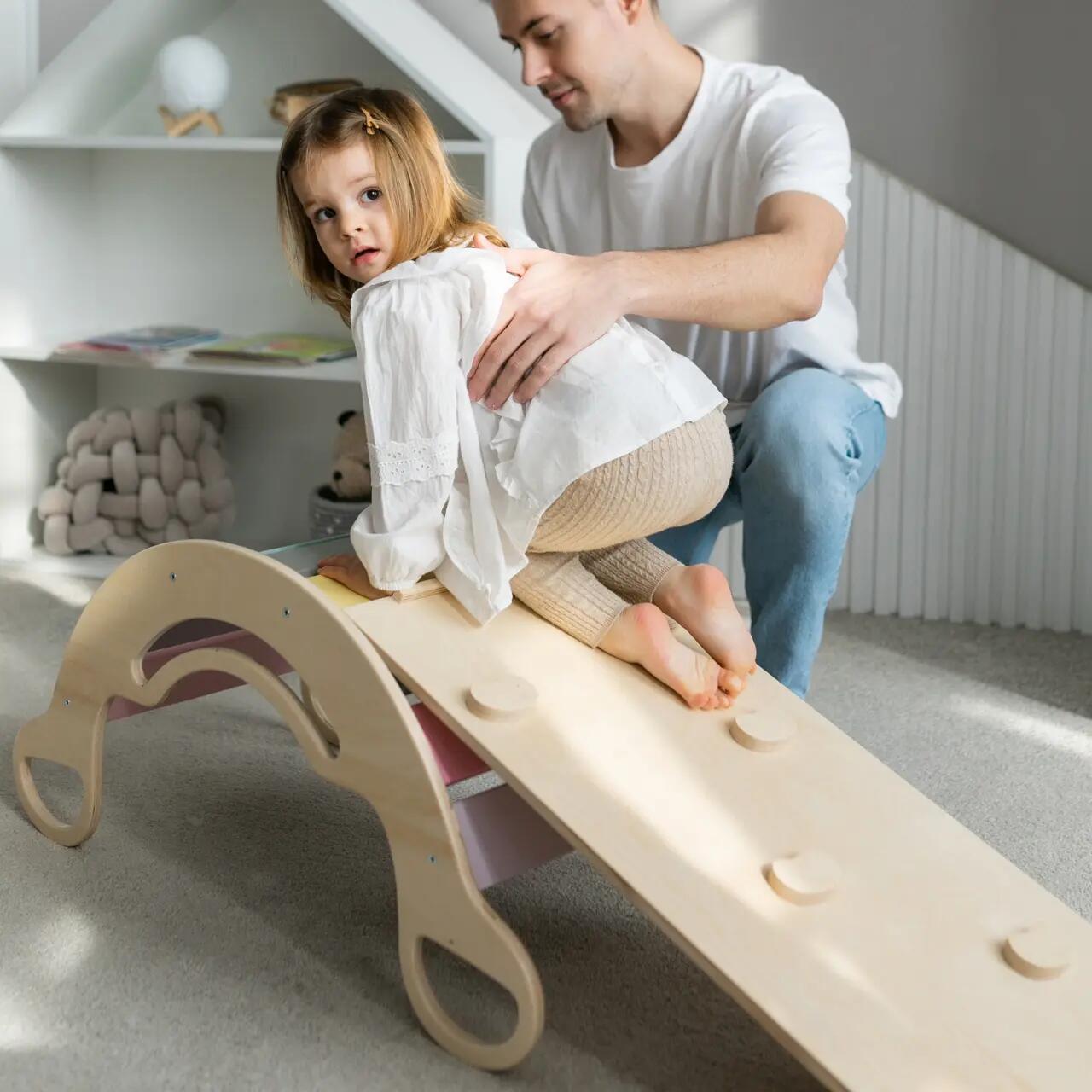 Montessori set s balanční houpačkou v pastelových barvách a oboustrannou deskou 4/10