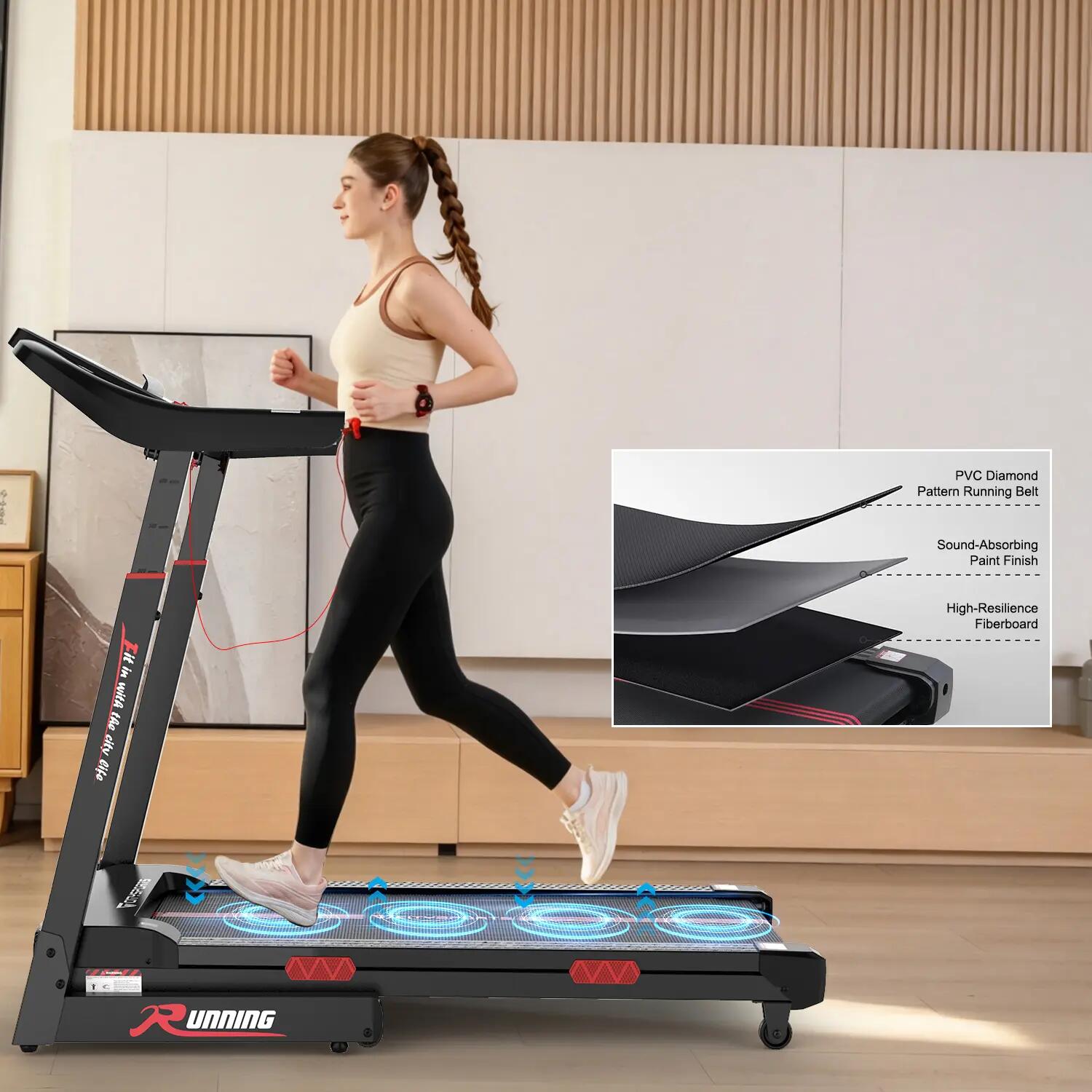 Skládací a šikmý běžecký pás s 15 úrovněmi - WP16S - 2200 W - 15 km/h - APP 6/7