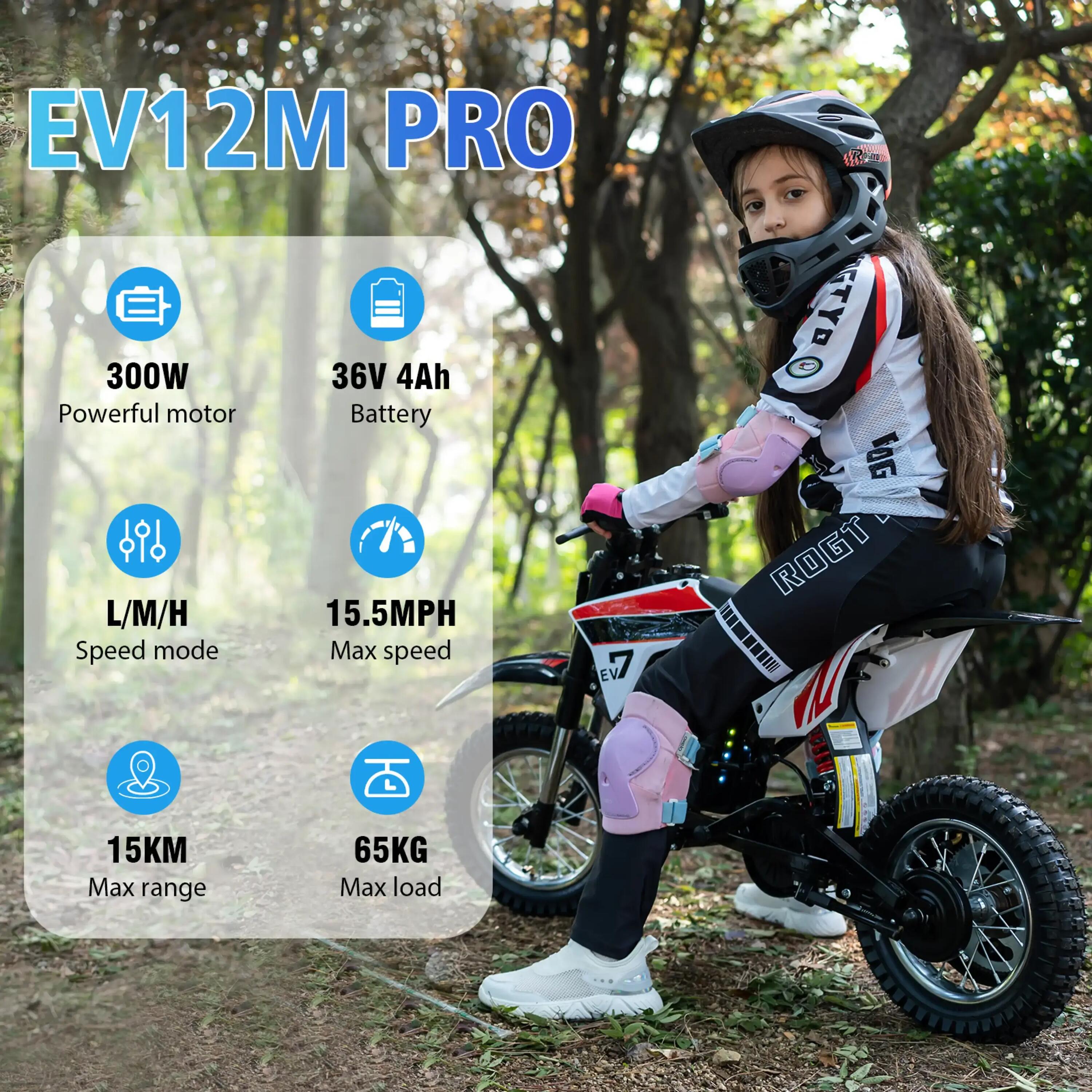 Moto elettrica bambino EV12M PRO-12 pollici-Bluetooth-LED-18km autonomia 3/9
