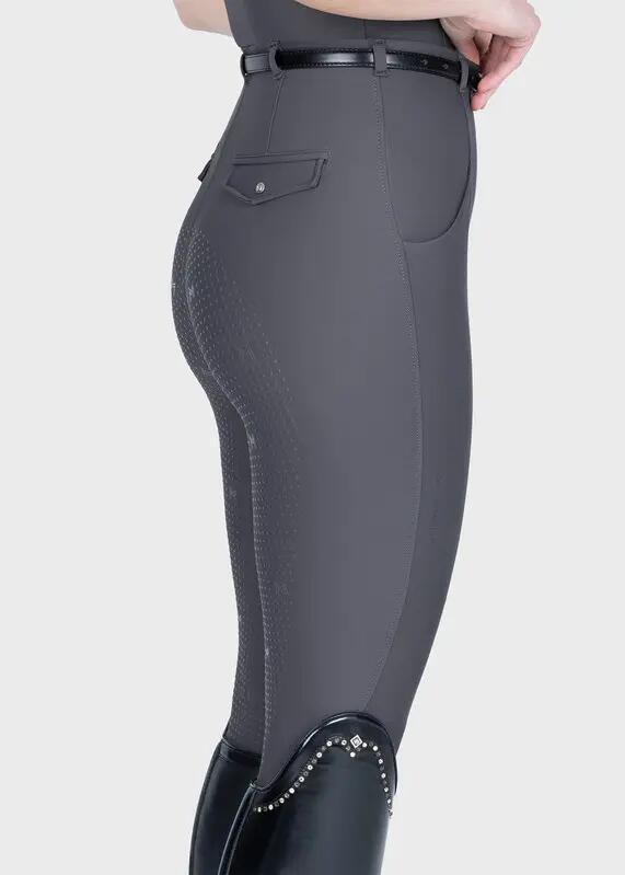 Leggings Pantalón Mujer Equitación Maximilian Velya Full Grip Grafito 4/7