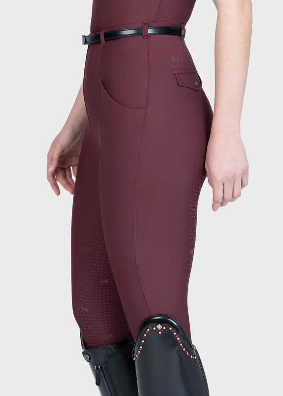 Leggings Pantalón Mujer Equitación Maximilian Velya Full Grip Granate 4/7