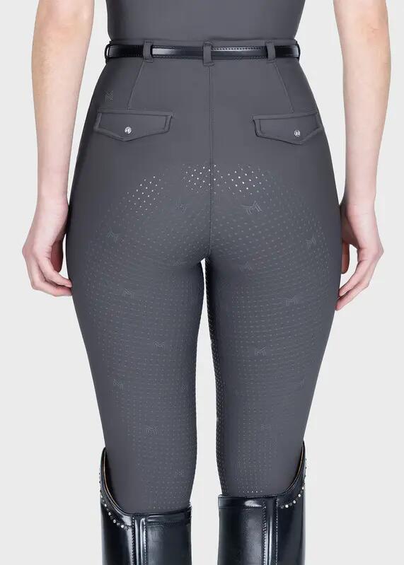 Leggings Pantalón Mujer Equitación Maximilian Velya Full Grip Grafito 3/7