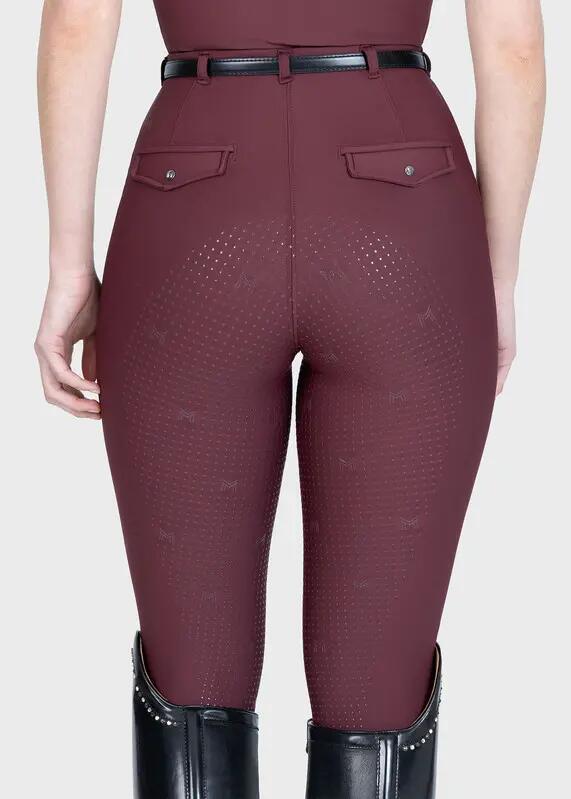 Leggings Pantalón Mujer Equitación Maximilian Velya Full Grip Granate 3/7