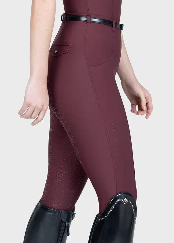 Leggings Pantalón Mujer Equitación Maximilian Velya Full Grip Granate 2/7