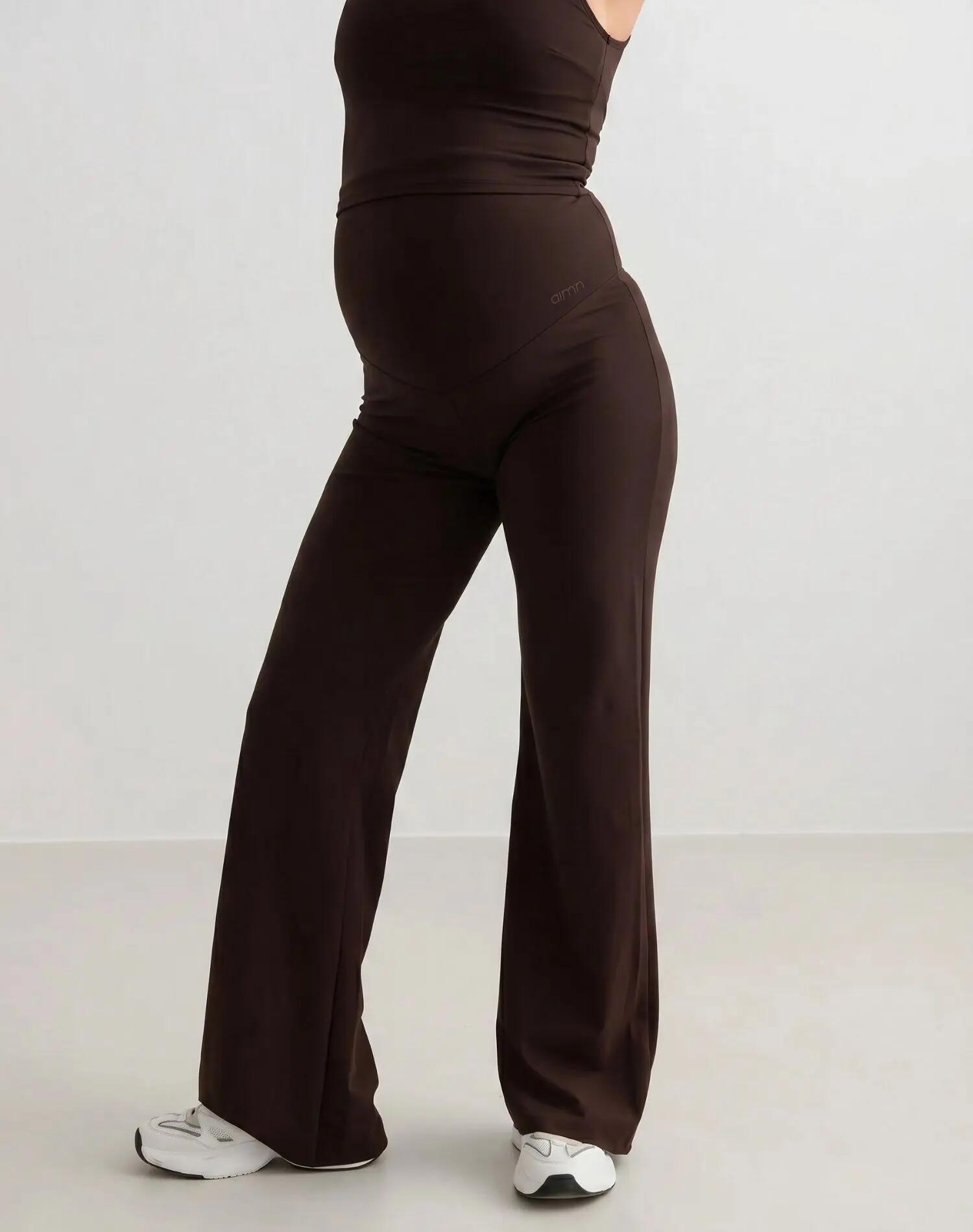 Damen Hose Umstand Locker Weites Bein Hochgeschnitten Sense Schokoladenbraun 6/6