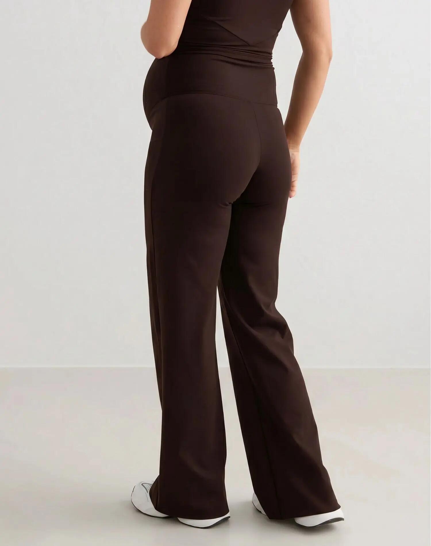 Damen Hose Umstand Locker Weites Bein Hochgeschnitten Sense Schokoladenbraun 3/6