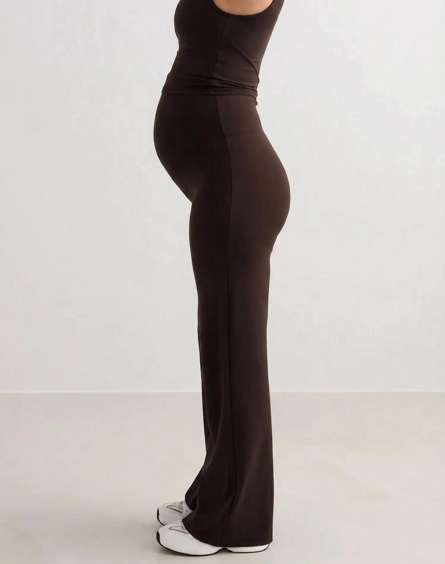 Damen Hose Umstand Locker Weites Bein Hochgeschnitten Sense Schokoladenbraun 2/6