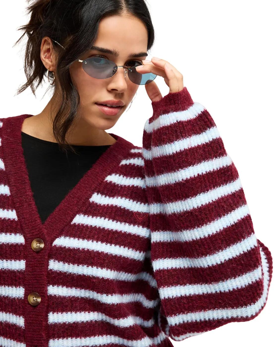 Cardigan DEEP AS THE OCEAN STRIPES Rot Dames 4/4