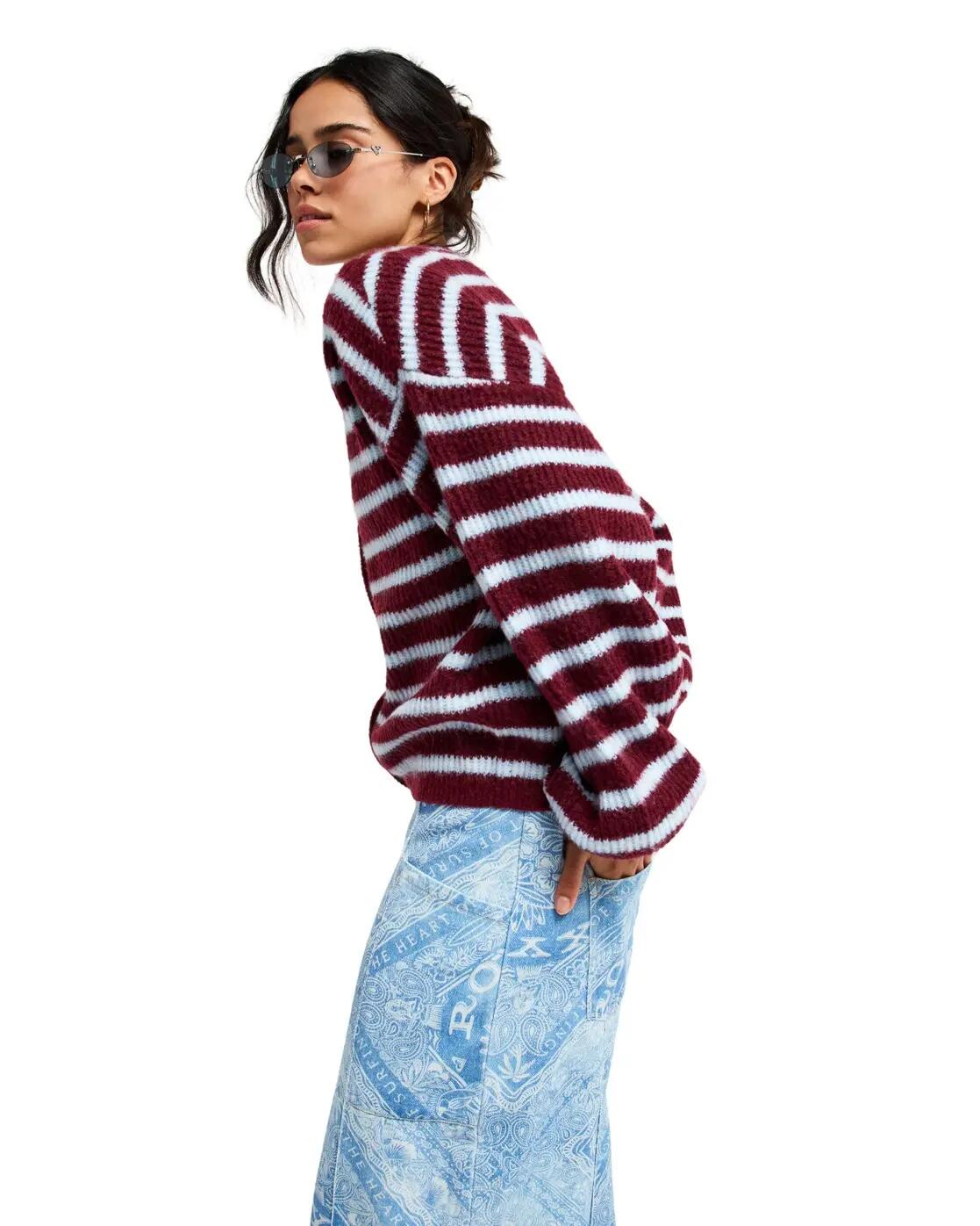 Cardigan DEEP AS THE OCEAN STRIPES Rot Dames 3/4