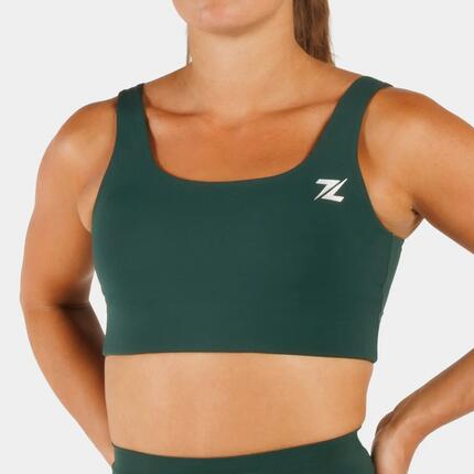 Brassière de sport longline ZEUZ femme – Maintien moyen – Vert forêt – XS