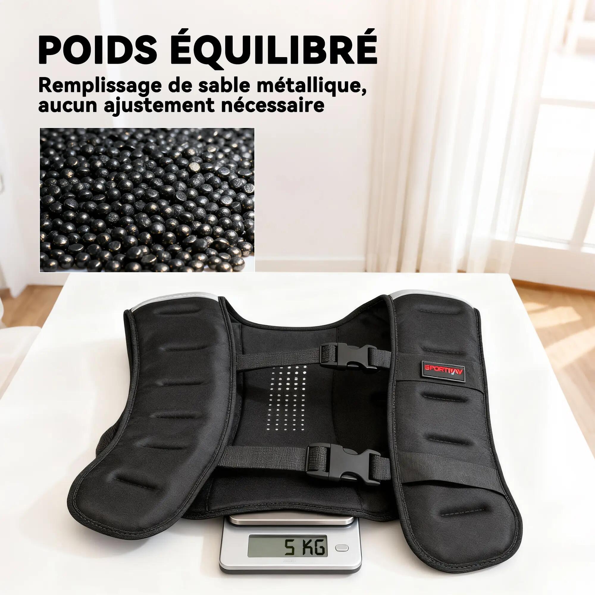 Gilet lesté veste lestée 5 Kg max. sangles réglables néoprène noir 5/5