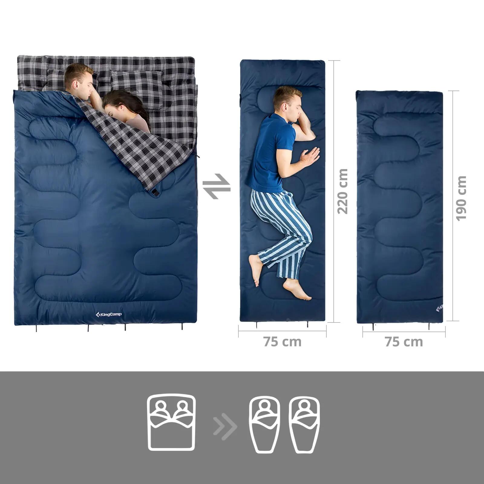 Coperta sacco a pelo Snowflake 300D 2 persone sacco a pelo doppio lungo -13°C 6/7