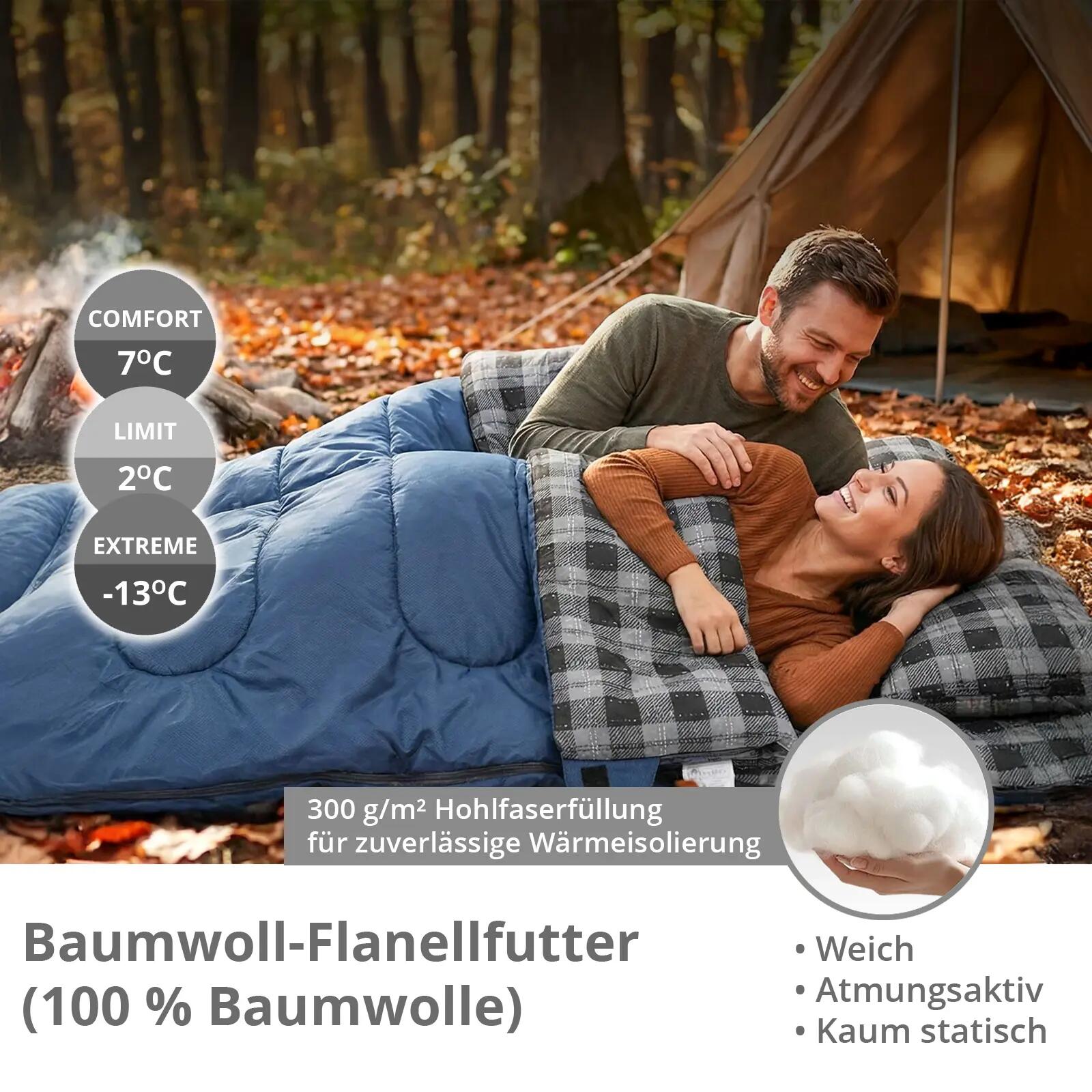 Coperta sacco a pelo Snowflake 300D 2 persone sacco a pelo doppio lungo -13°C 3/7
