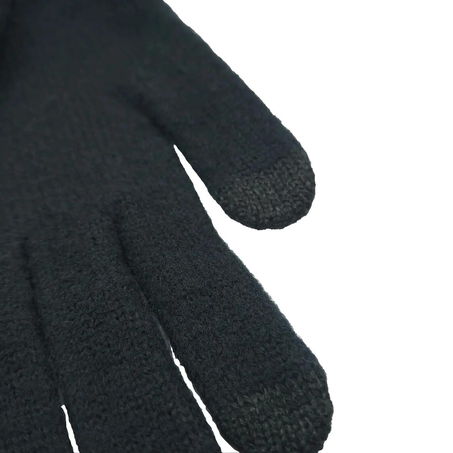 Rękawiczki 100% wełna merino - ciepłe i dotykowe  (400 g/m²) M, Czarny 2/2