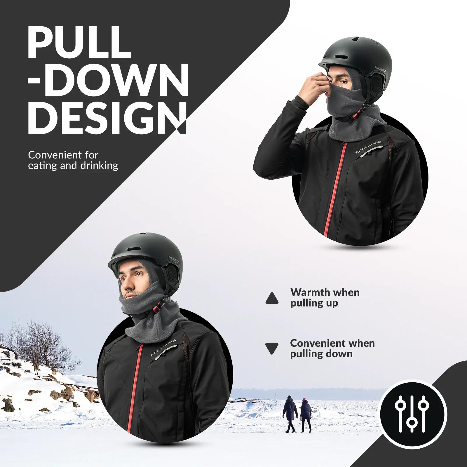 Winter-Sturmhaube aus Fleece mit Pull-Down-Design – für Fahrrad, Ski & Motorrad 3/6