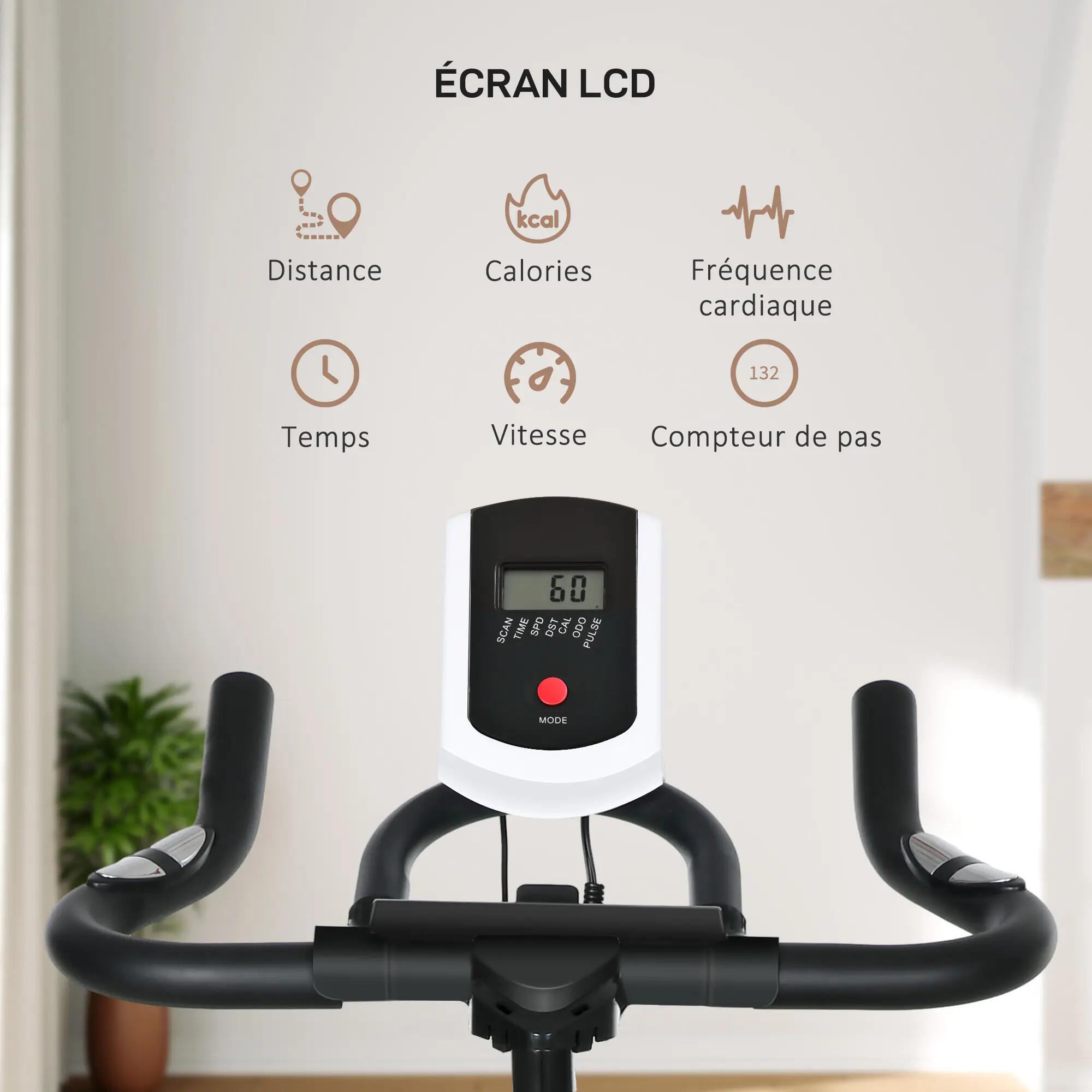 Vélo de biking réglable volant d'inertie 8 Kg écran LCD acier orange noir 4/5
