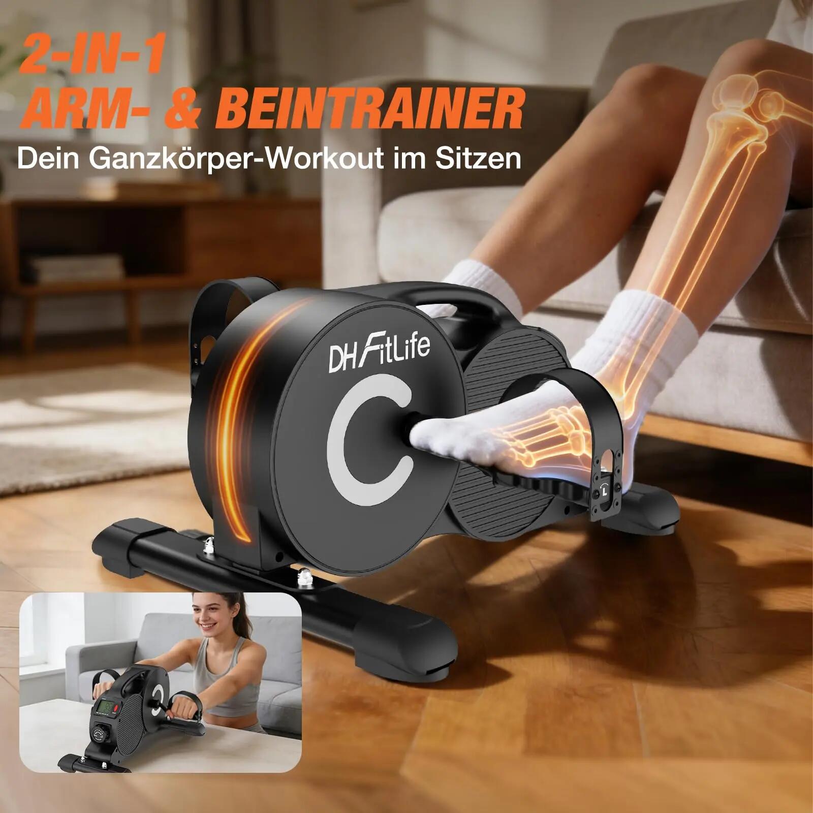 DH FitLife Pedaltrainer Heimtrainer Mini Bike, 16-Fach leise, mit Display 3/7