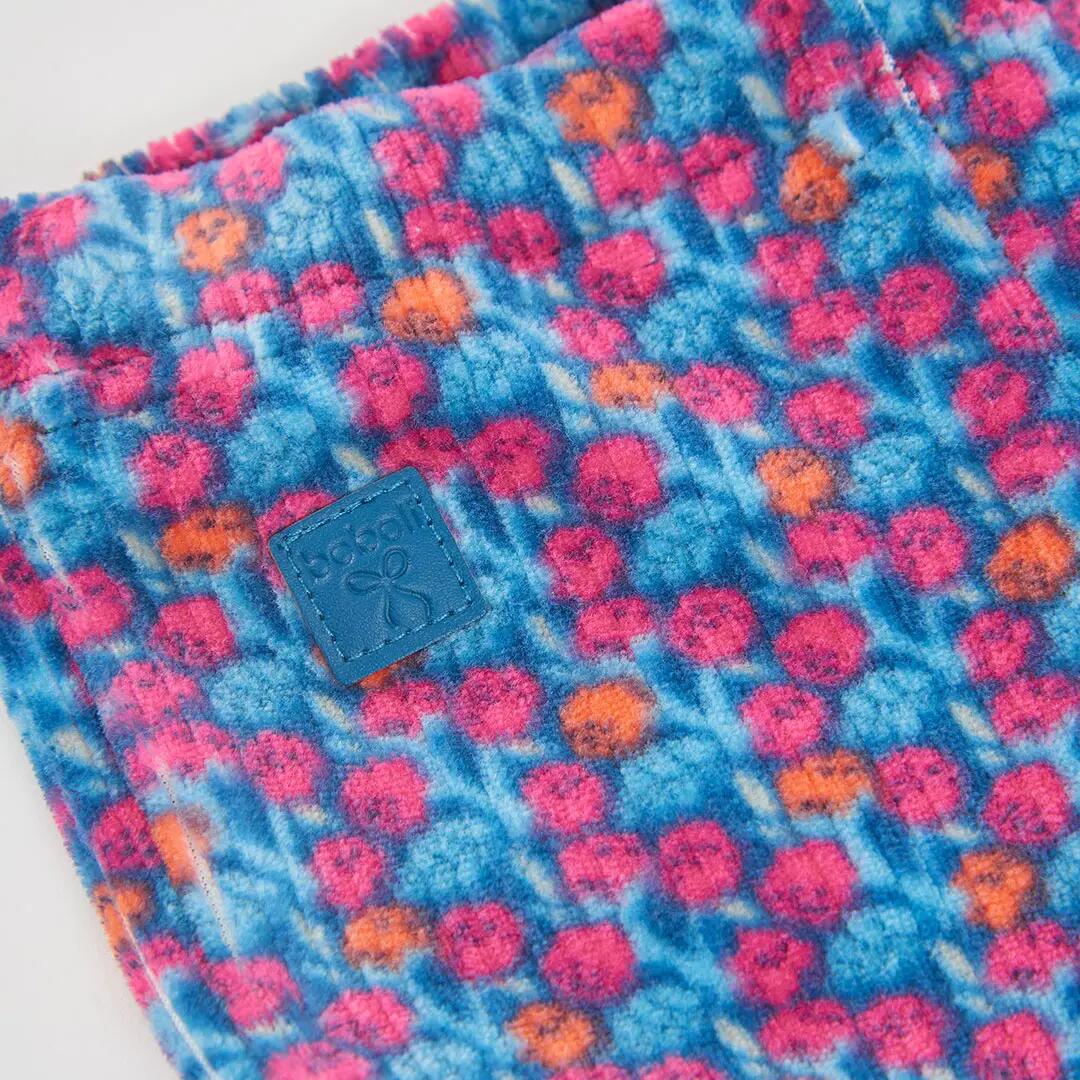 Pantalón niña estampado flores azul acampanado 4/4