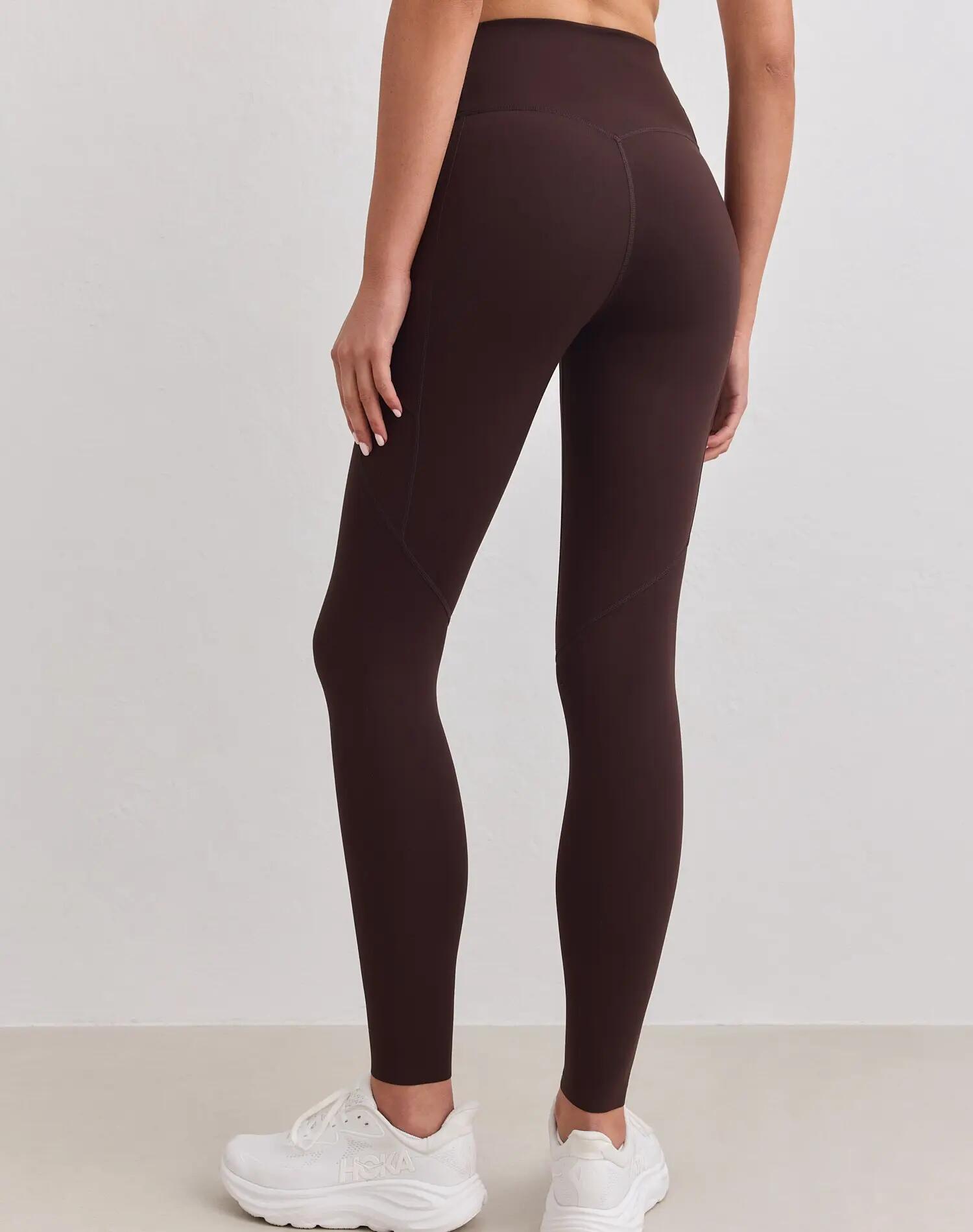 Donna Leggings Vita Alta squat proof con Tasche Sense Cioccolato 6/6