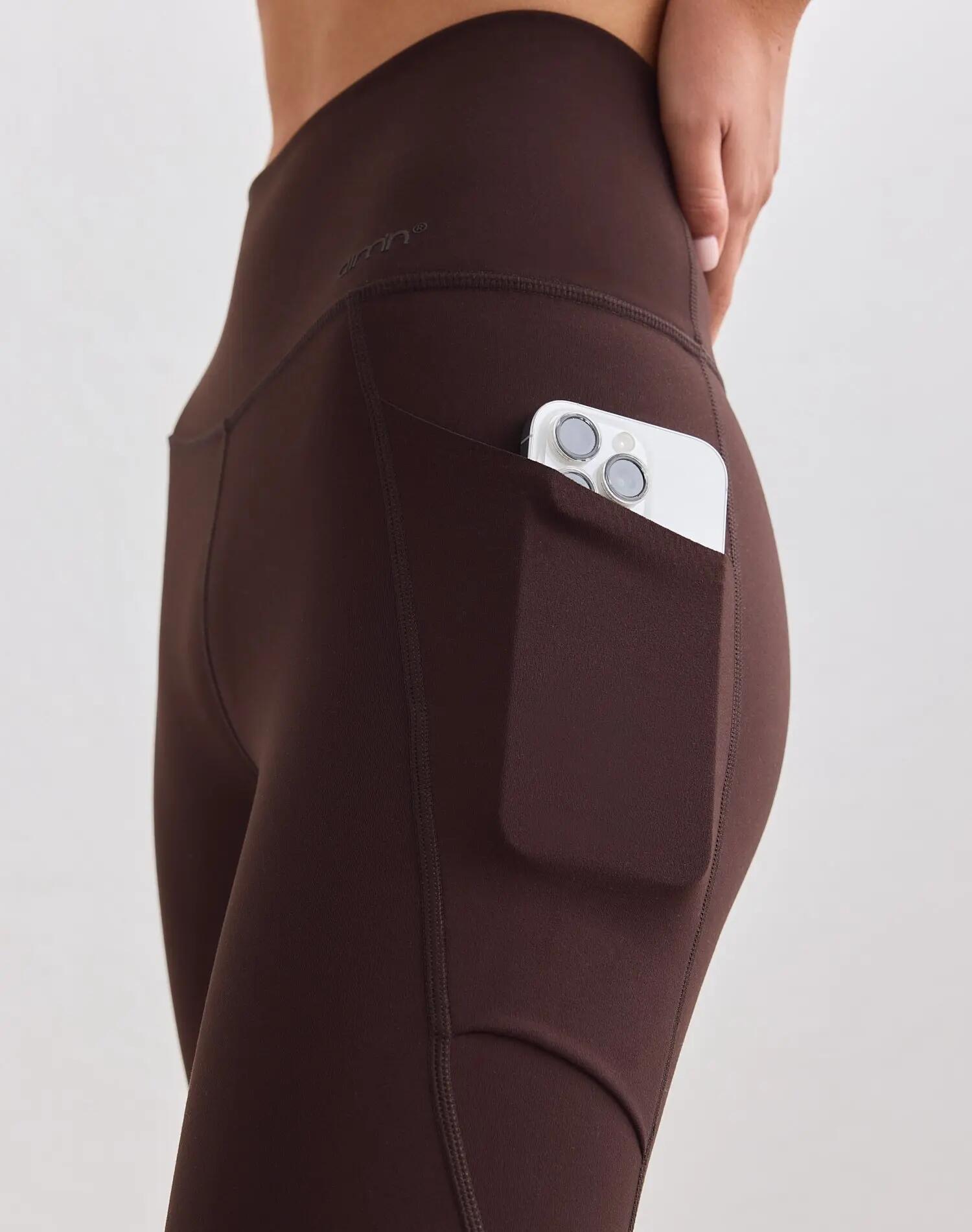 Donna Leggings Vita Alta squat proof con Tasche Sense Cioccolato 4/6