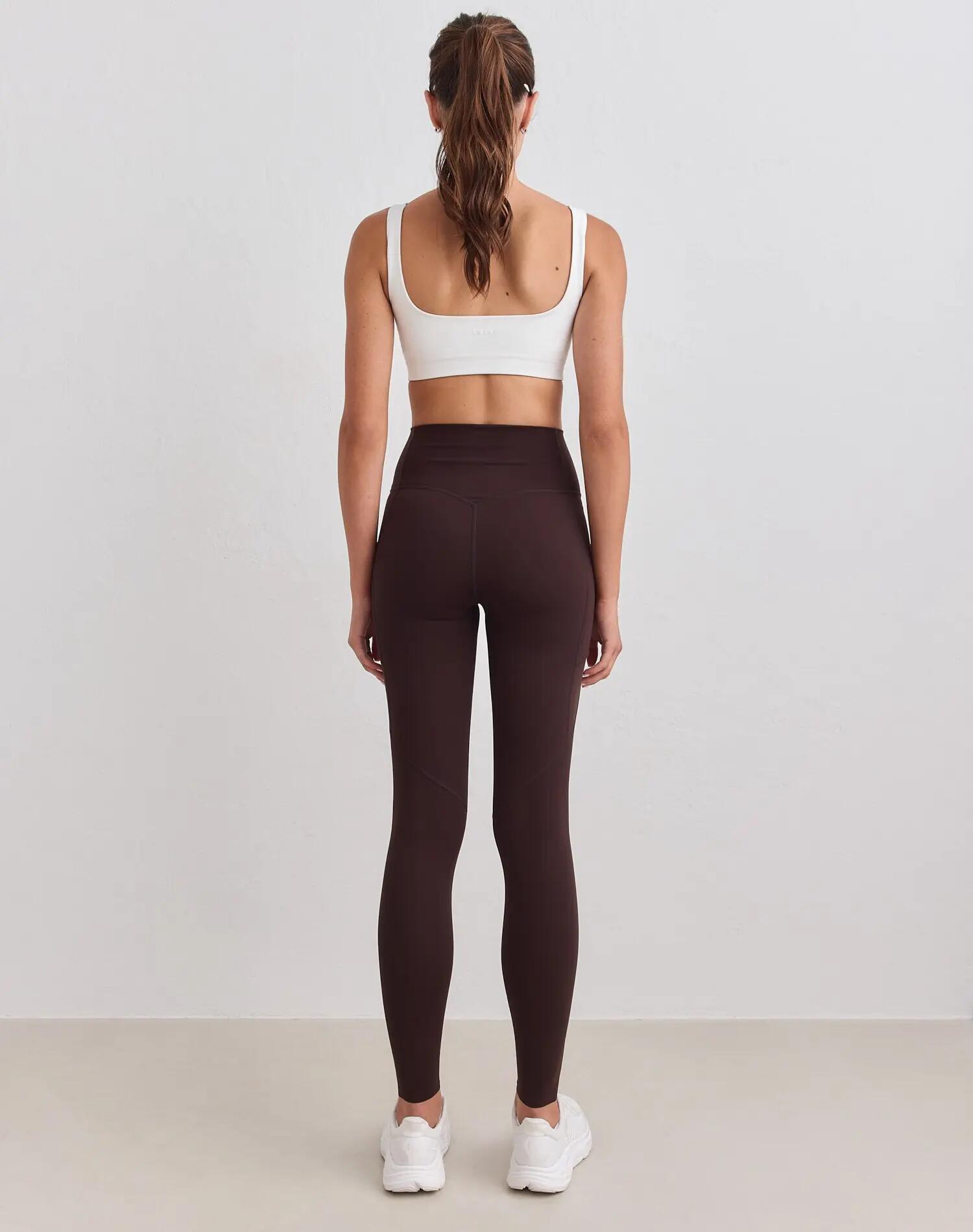 Donna Leggings Vita Alta squat proof con Tasche Sense Cioccolato 2/6