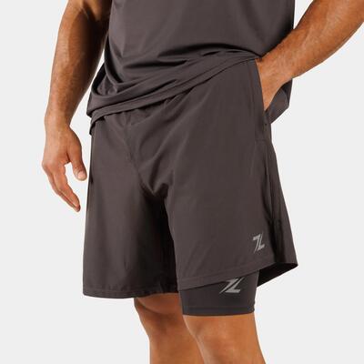 Zeuz heren 2-in-1 sportshort – houtskool-grijs – xl