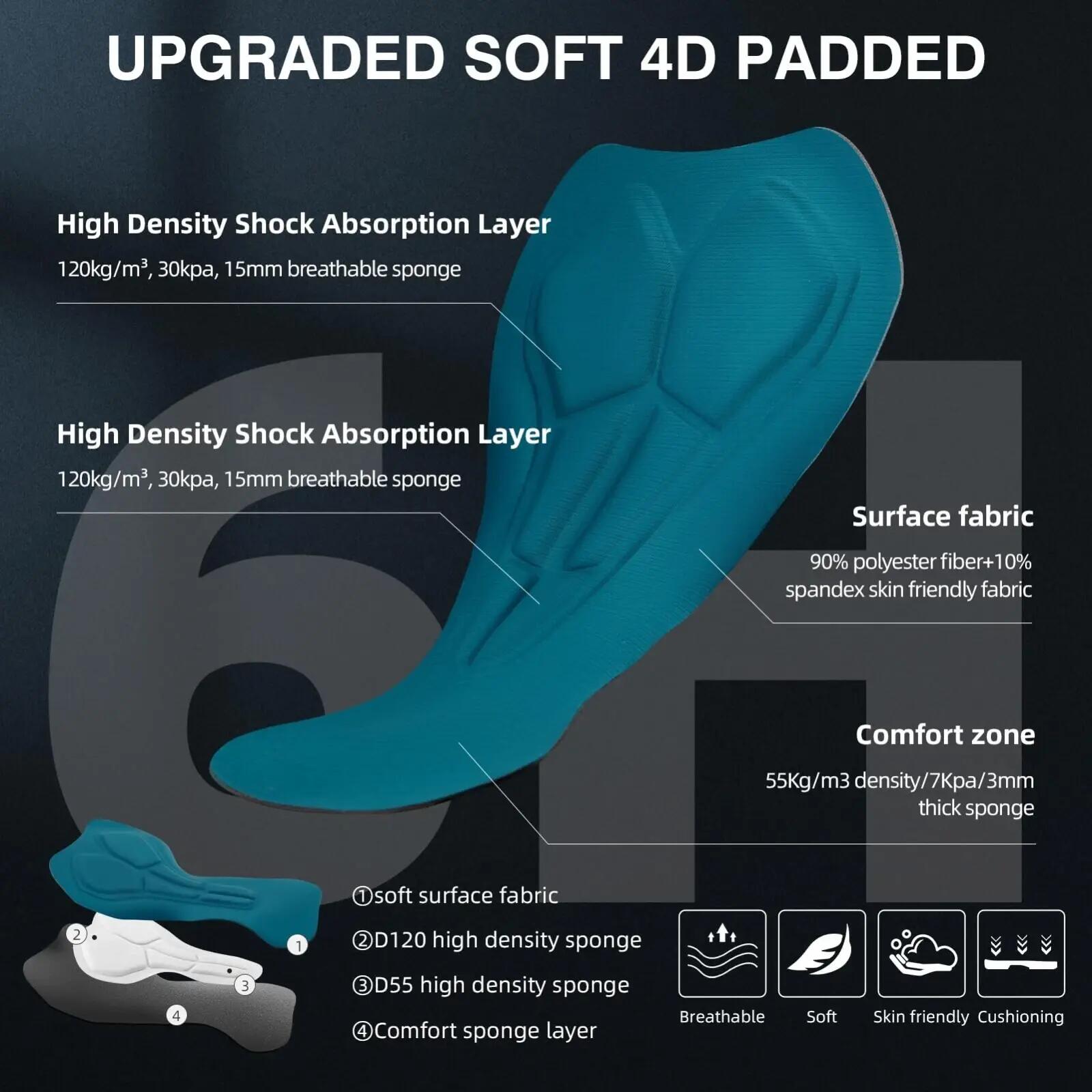 ROCKBROS 2in1 Herren 4D Fahrradhose gepolstert 4/9