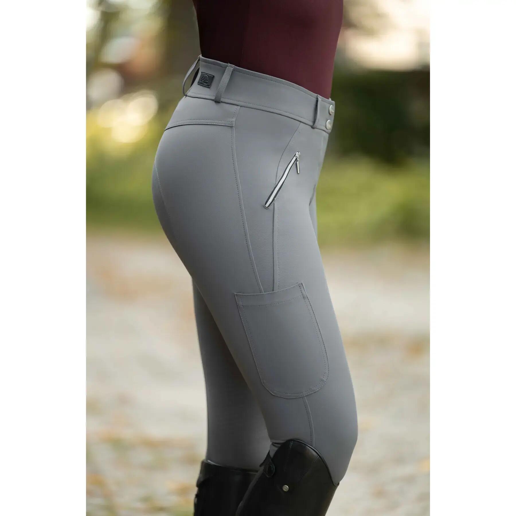 Pantaloni da equitazione full grip per bambina HKM Lia High Waist 2/3