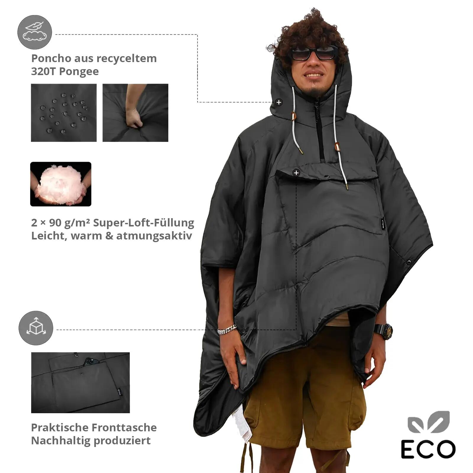 Regenponcho Comfy Camping Isolatie Capuchon Deken Warm Gevoerd 3/7