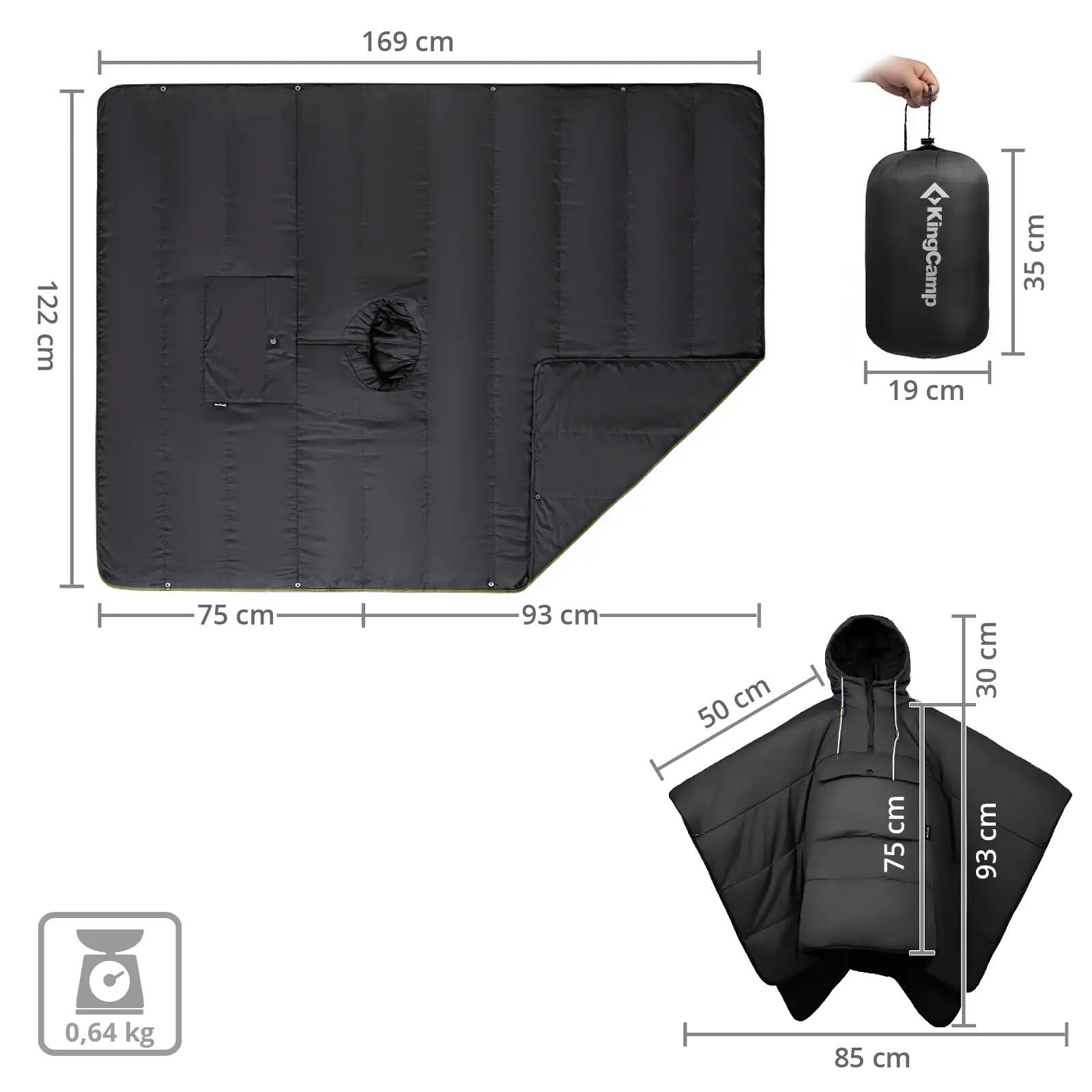 Regenponcho Comfy Camping Isolatie Capuchon Deken Warm Gevoerd 2/7