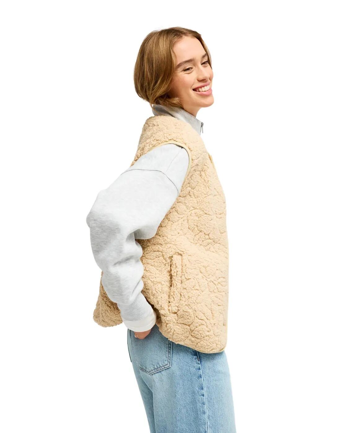 Gilet Sherpa zippé BEST TOWN Beige Femme 3/4