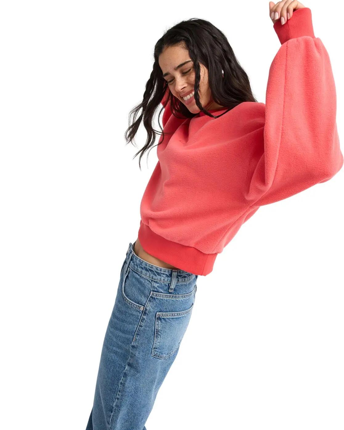 Polaire en sherpa CHILL STORY Rouge Femme 3/4