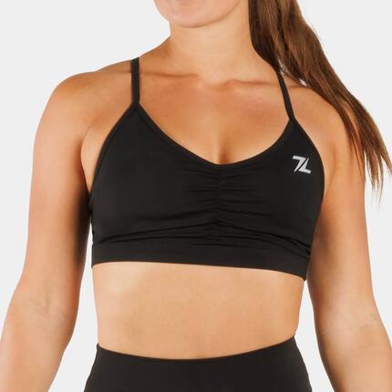Brassière de sport ZEUZ femme – Design froncé – Bleu marine – Taille XS