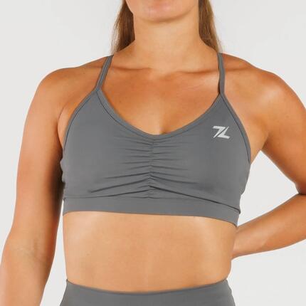 Brassière de sport ZEUZ femme – Design froncé – Bleu marine – Taille XS