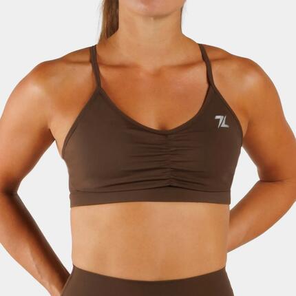 Brassière de sport ZEUZ femme – Design froncé – Bleu marine – Taille XS