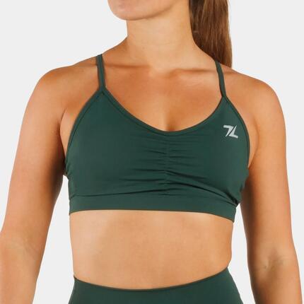 Brassière de sport ZEUZ femme – Design froncé – Bleu marine – Taille XS