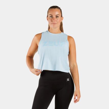 Crop top de sport ZEUZ femme – Débardeur fitness – Blanc – Taille XS