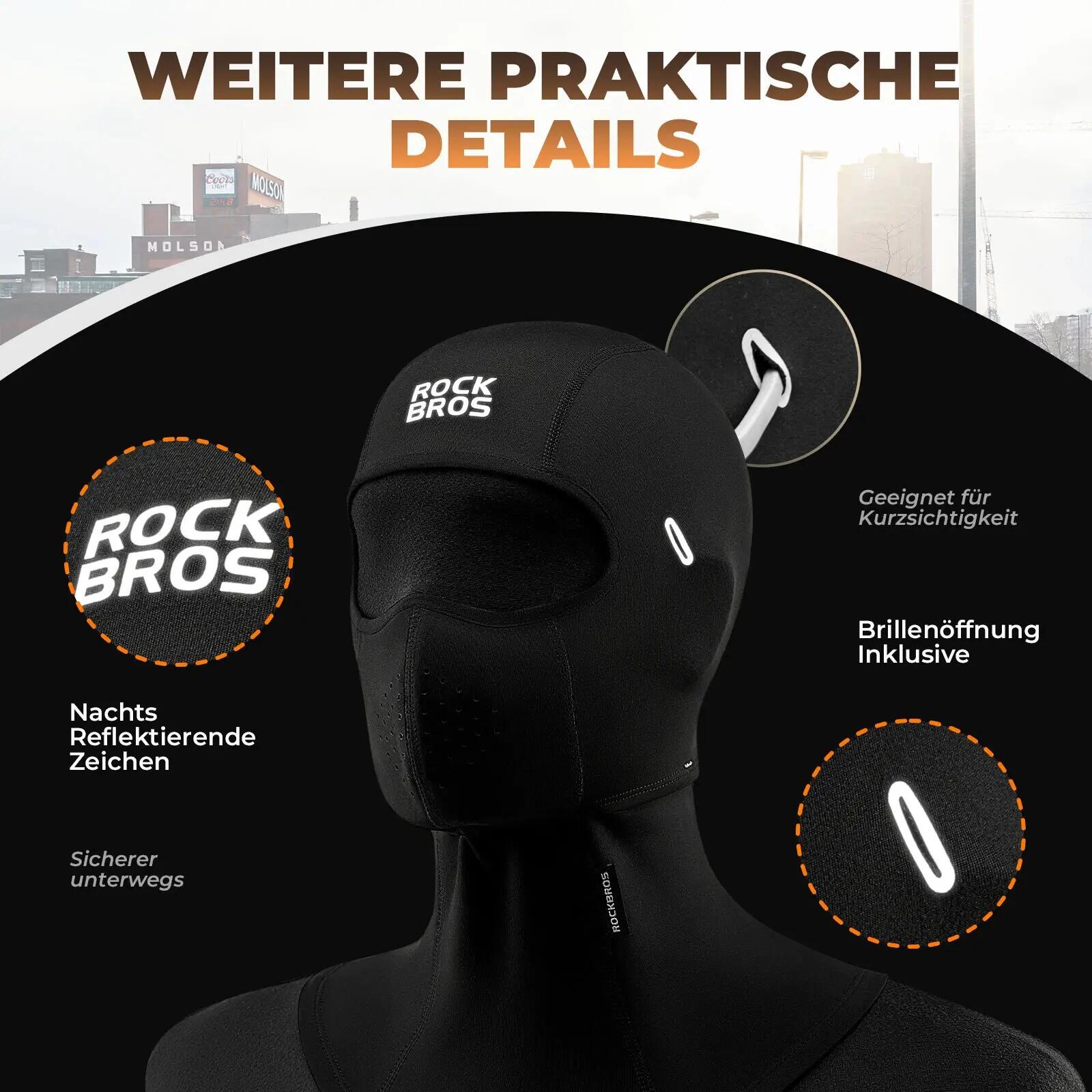 Winter-Sturmhaube winddicht mit Fleece & Brillenlöchern – rutschfest für Helm 6/7