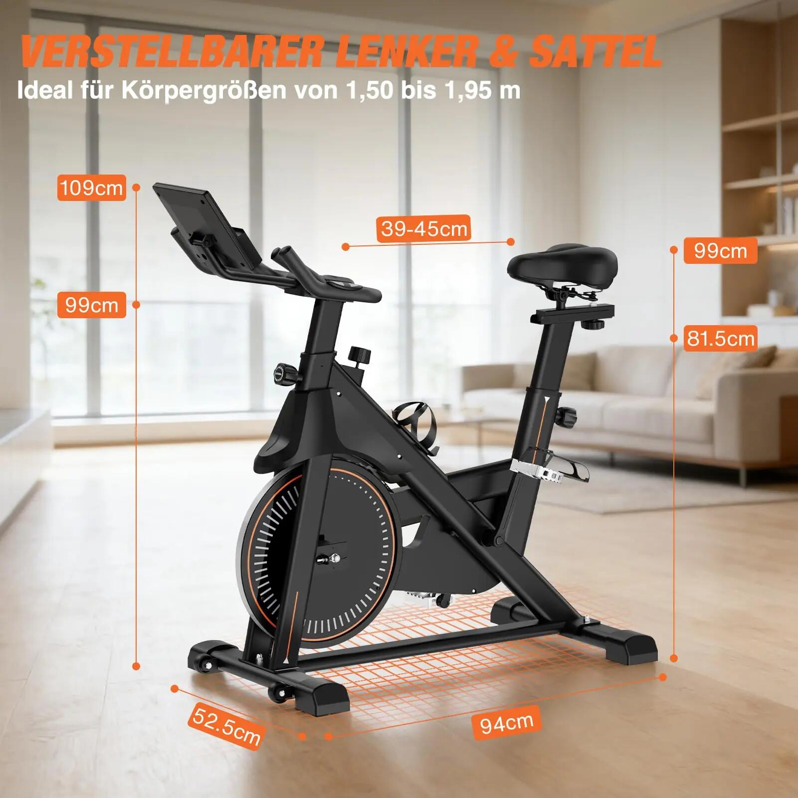 DH FitLife Heimtrainer Fahrrad Ergometer mit Pulssensor, App & LED-Display 7/7