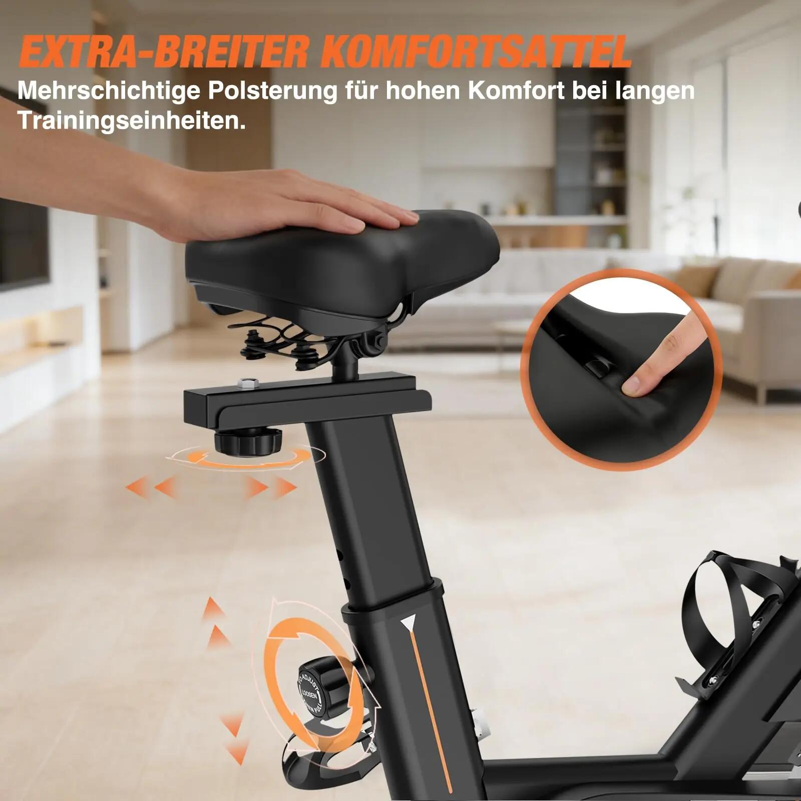 DH FitLife Heimtrainer Fahrrad Ergometer mit Pulssensor, App & LED-Display 6/7