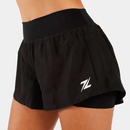 Short de sport 2-en-1 ZEUZ homme – Cuissard intégré – Noir – XXL