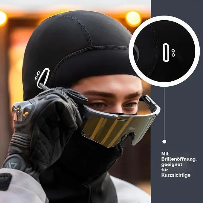 Winter-Sturmhaube winddicht mit Fleece & Brillenlöchern 6/7