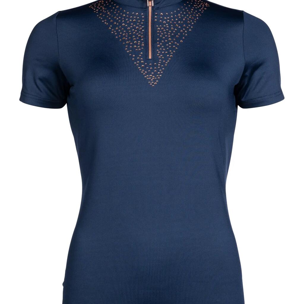 Women's riding polo shirt HKM Rosegold Glamour